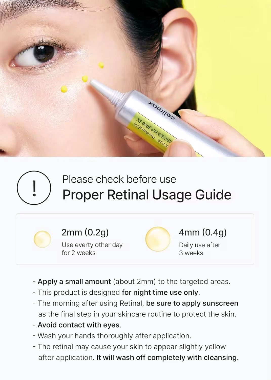 Gebruiksaanwijzing Retinal Shot Booster – applicatie op huid