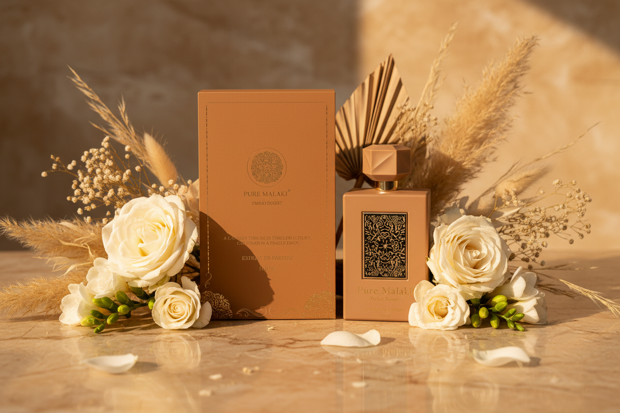 Pure Malaki Dubai Desert gestyled met bloemen