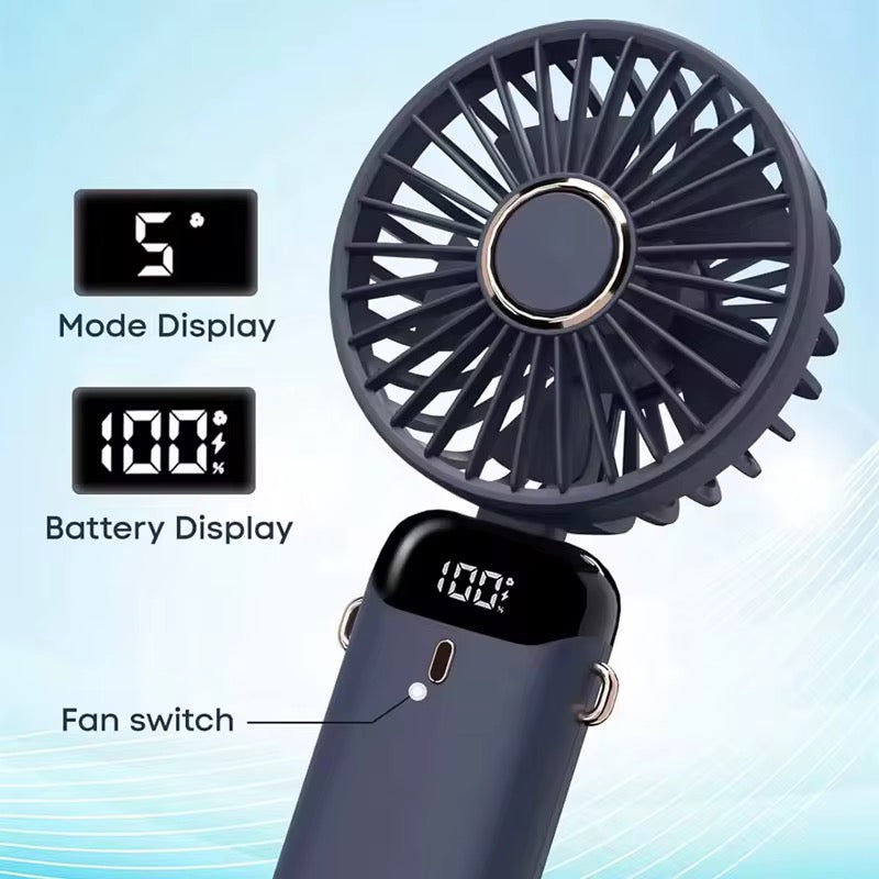 Draagbare mini ventilator zwart met bureaustandaard